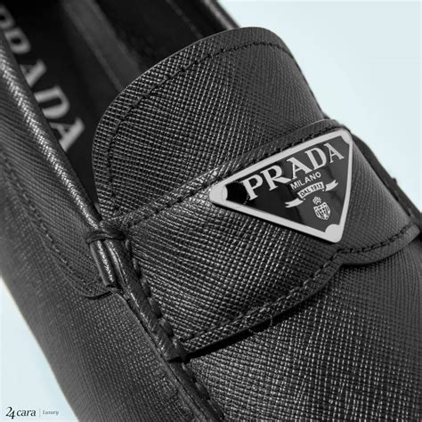 Prada Saffiano Metallic Leather Moccasin' In F0135 